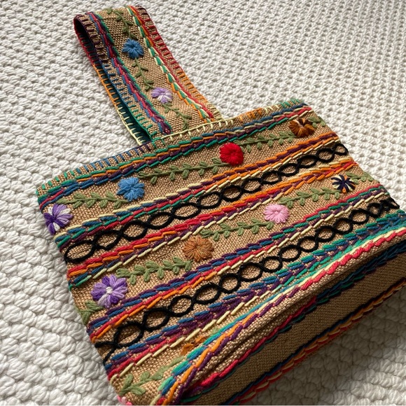 Colourful Embroidered Tote Bag - Picture 3 of 7